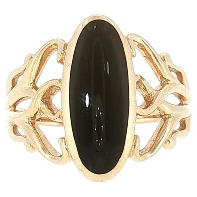 Pre-owned Kabana Vintage 1995  14k Gold Black Onyx Ring, Size 6, Filigree Design