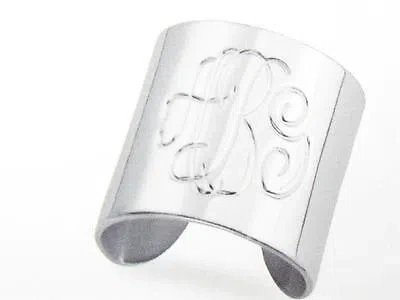 Pre-owned Kabbalah King Special Order Sterling Silver 3 Letter Initial Monogram Design Ring Hand Cut