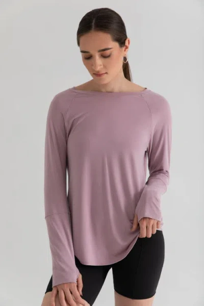 Kada The Cupro Long Sleeve Layering Tee In Purple