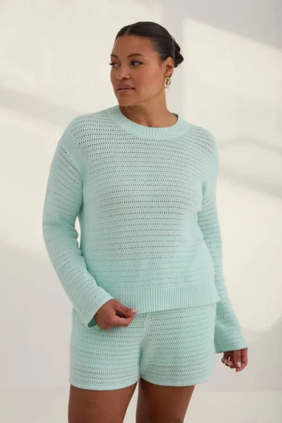 Kada The Open Knit Long Sleeve Sweater In Green
