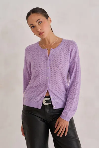 Kada The Woodland Pointelle Cardigan In Purple