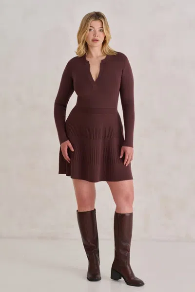 Kada The Woodland Rib Flared Dress In Brown