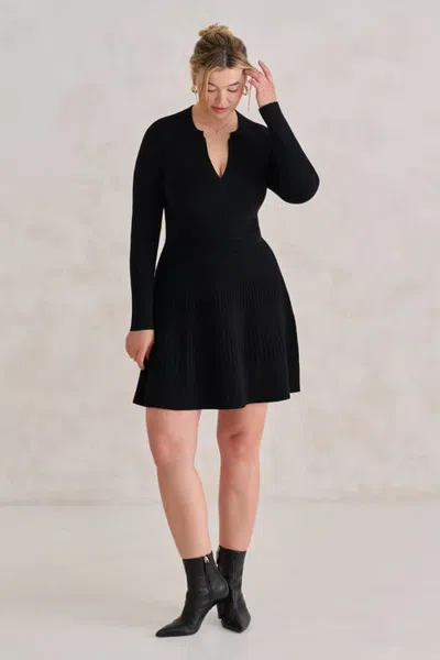 Kada The Woodland Rib Flared Dress In Black