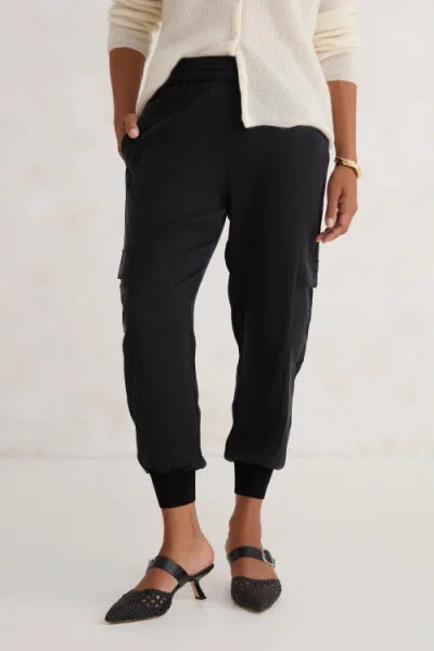 Kada The Woven Cupro Utility Jogger In Black