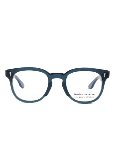 Kador Heritage Round-frame Logo-detail Glasses In Blue