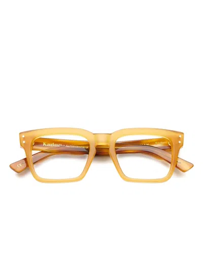 Kador Truman Square-frame Rivets-detail Glasses In Yellow