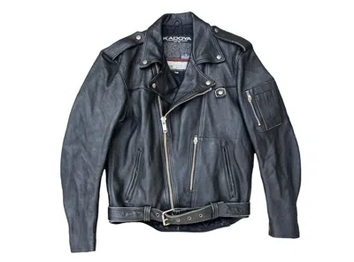 Pre-owned Kadoya X Vintage Kadoya Japan Double Collar Biker Leather Jacket In Black