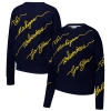 Kadyluxe Navy Michigan Wolverines Love Note Embroidered Sweater In Blue
