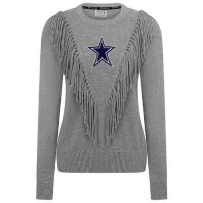 Kadyluxe Silver Dallas Cowboys Fringe Sparkle Pullover Sweater In Gray