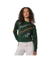 Kadyluxe Green Miami Hurricanes Love Note Embroidered Pullover Sweater In Green