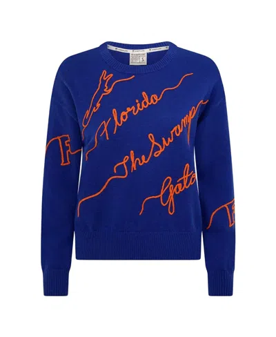 Kadyluxe Royal Florida Gators Love Note Embroidered Pullover Sweater In Blue