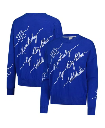 Kadyluxe Royal Kentucky Wildcats Love Note Embroidered Pullover Sweater In Blue