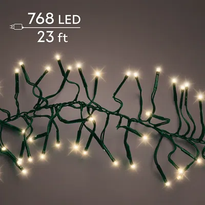 Kaemingk 23' Cluster Warm White Led Light Strand In Green