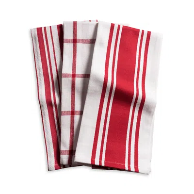 Kaf Home 3-piece Kitchen Towel Set In Red