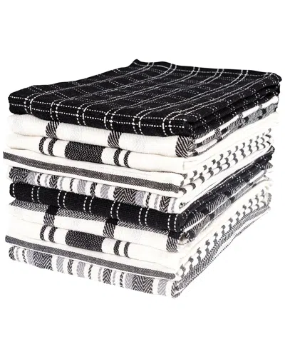 Kaf Home Assorted Flat Kitchen Towels Set Of 10 In Black