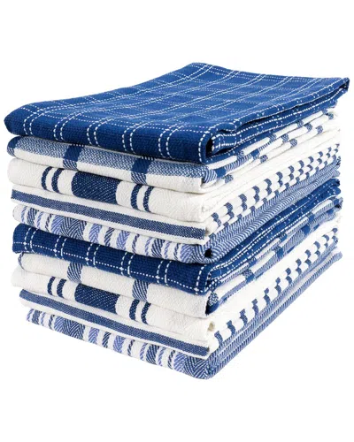 Kaf Home Assorted Flat Kitchen Towels Set Of 10 In Blue
