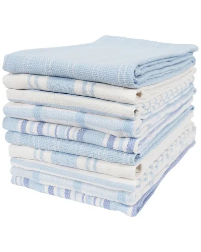 Kaf Home Assorted Flat Kitchen Towels Set Of 10 In Blue