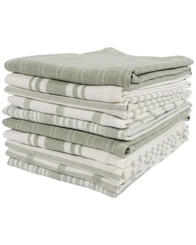 Kaf Home Assorted Flat Kitchen Towels Set Of 10 In Green