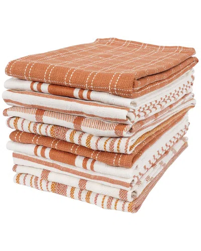 Kaf Home Assorted Flat Kitchen Towels Set Of 10 In Orange
