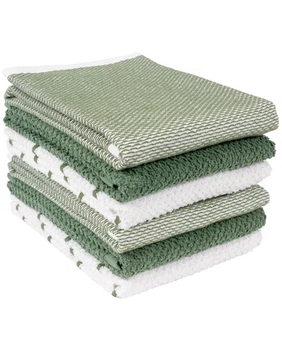 Kaf Home Ayesha Curry Mixed Utility Kitchen Towel Set Of 6 In Green