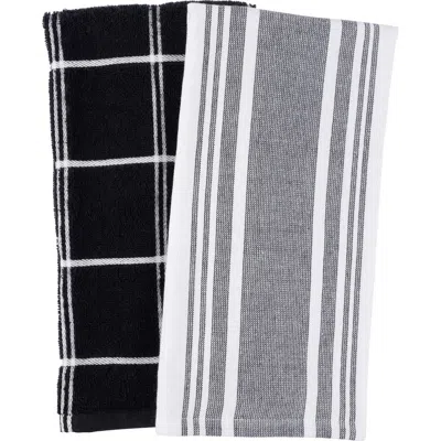 Kaf Home Cat Cora Terry Kitchen Towels, Set Of 2 In Gray