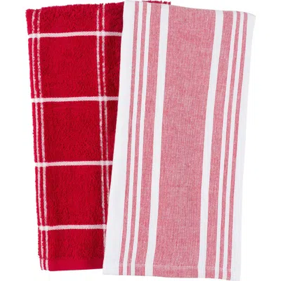 Kaf Home Cat Cora Terry Kitchen Towels, Set Of 2 In Red