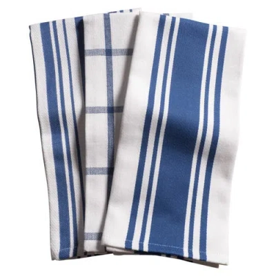 Kaf Home Centerband/basketweave/windowpane Kitchen Towels, Set Of 3 In Blue