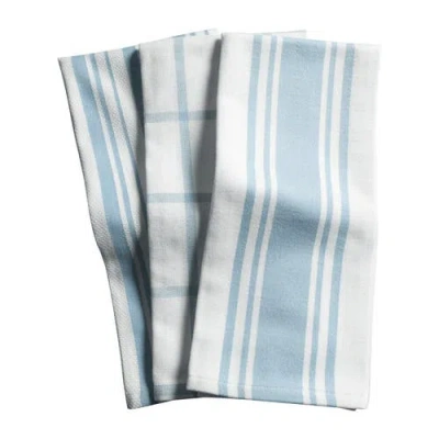 Kaf Home Centerband/basketweave/windowpane Kitchen Towels, Set Of 3 In Sky