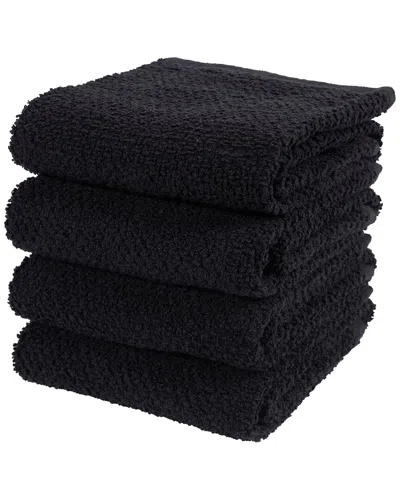 Kaf Home Deluxe Popcorn Terry Kitchen Towels Set Of 4 In Black