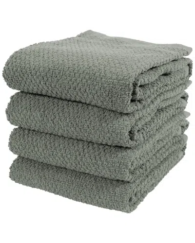 Kaf Home Deluxe Popcorn Terry Kitchen Towels Set Of 4 In Green