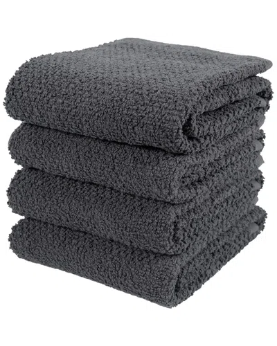 Kaf Home Deluxe Popcorn Terry Kitchen Towels Set Of 4 In Gray