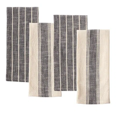 Kaf Home Firenze Cotton Kitchen Towels, Set Of 4 In Gray