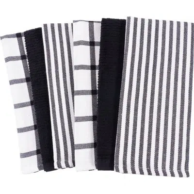 Kaf Home Flat And Wave Terry Assorted Linens Set In Black