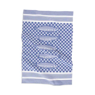 Kaf Home Jacquard Sardines Kitchen Towel, Set Of 2 In Blue