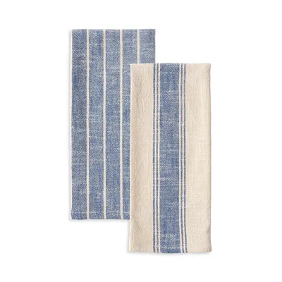 Kaf Home Kah Home Firenze Natural Washed Dish Towels, Set Of 2 In Blue