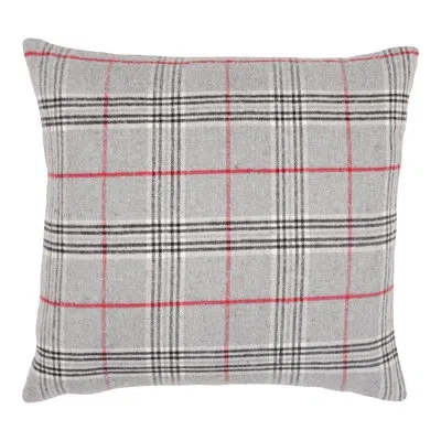 Kaf Home Plaid Cotton Throw Pillow In Black;gray;red