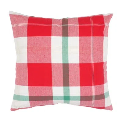 Kaf Home Plaid Cotton Throw Pillow In White;green;red