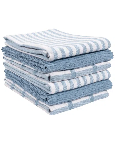 Kaf Home Premium Flat & Terry Kitchen Towel Set Of 6 In Blue