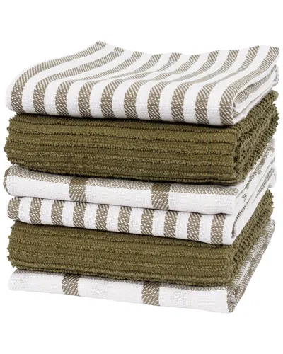 Kaf Home Premium Flat & Terry Kitchen Towel Set Of 6 In Multi