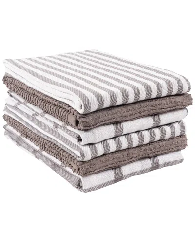 Kaf Home Premium Flat & Terry Kitchen Towel Set Of 6 In Multi