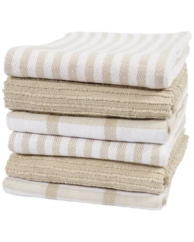 Kaf Home Premium Flat & Terry Kitchen Towel Set Of 6 In Nude