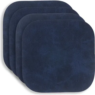 Kaf Home Santiago Rectangular Bio Based Vinyl Coasters, Set Of 4 In Blue
