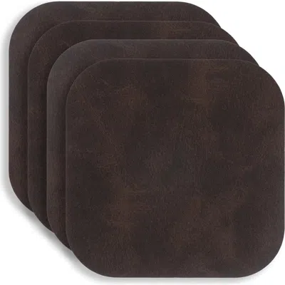 Kaf Home Santiago Rectangular Bio Based Vinyl Coasters, Set Of 4 In Brown