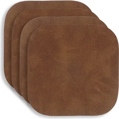 Kaf Home Santiago Rectangular Bio Based Vinyl Coasters, Set Of 4 In Brown