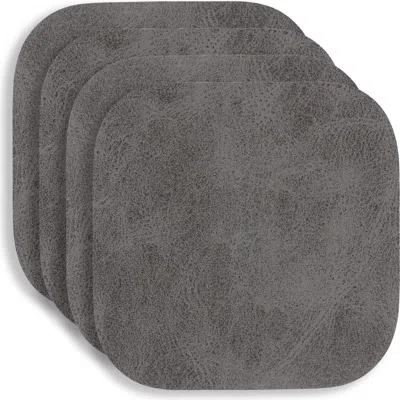 Kaf Home Santiago Rectangular Bio Based Vinyl Coasters, Set Of 4 In Gray