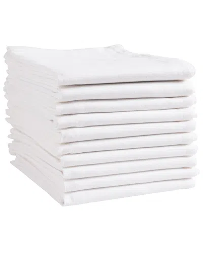Kaf Home Set Of 10 Plain Weave Tea Towels In White