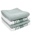 Kaf Home Set Of 4 Madison Waffle Assorted Linens In Green