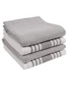 Kaf Home Madison Waffle Kitchen Towel, Set Of 4 In Grey