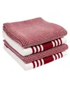 Kaf Home Set Of 4 Madison Waffle Assorted Linens In Red