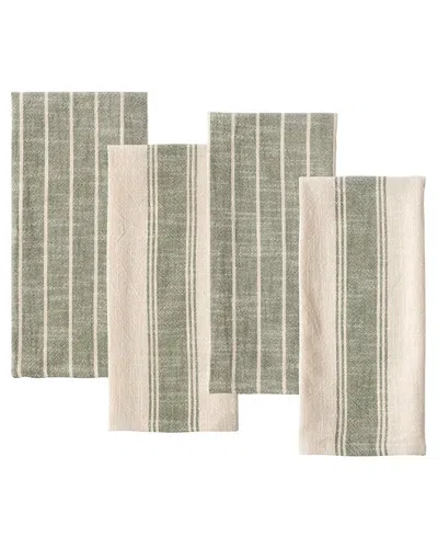 Kaf Home Set Of 4 Monaco Slubbed Tea Towels In Green